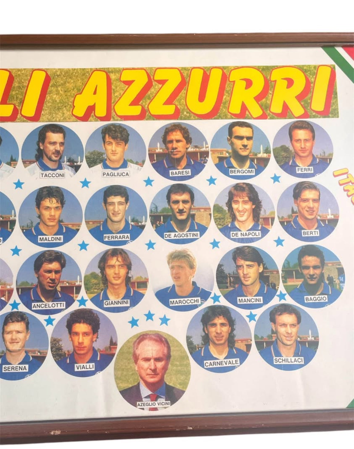 Vintage 1990 Italy Soccer Framed Poster
